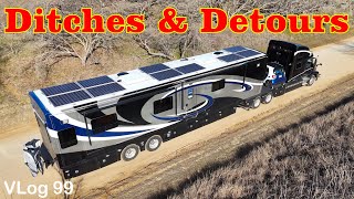 HDT BIG Rig Travel Days Quartzsite 50 MPH Winds Ditches amp Detours Fulltiming duo  RV Lifestyle [upl. by Elleinahc]