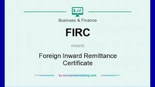 FIRC Foreign Inward Remittance Certificate [upl. by Alta26]