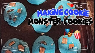 EASY COOKIE MONSTER COOKIES  CAKE MIX COOKIES  cooking wthe kiddos💙follow my utube marika3004 [upl. by Nnaeirelav]