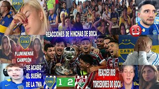 MEJORES REACCIONES DE HINCHAS DE BOCA JRS A FLUMINENSE CAMPEAO DA LIBERTADORES 2X1 BOCA REAÇOES [upl. by Nobel301]