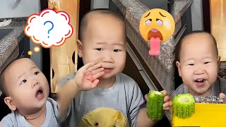 The Cute Baby Wants To Taste Bitter Melon So Funnycutebabyfunnyvideossmile [upl. by Aiceled858]