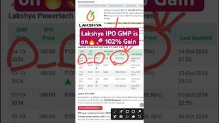 Lakshya Powertach IPO GMP is on 🔥 🚀🔥 102 Listing Gain  Lakshya IPO Review  Lakshya IPO GMP [upl. by Hurley]