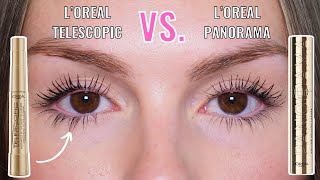 NEW LOREAL VOLUMINOUS PANORAMA MASCARA VS LOREAL TELESCOPIC MASCARA  REVIEW  8HOUR WEAR TEST [upl. by Auhesoj645]