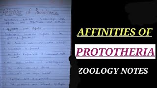 AFFINITIES OF PROTOTHERIA NOTES bsc2ndyearzoology bscnotes prototheria handwrittenzoologynotes [upl. by Bearce219]