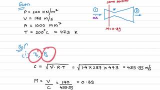 Compressible flow Numerical on convergent divergent nozzle using Gas tables [upl. by Angadresma]