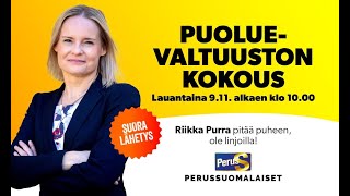 Riikka Purra  puhe puoluevaltuustossa 8112024 [upl. by Worrad625]