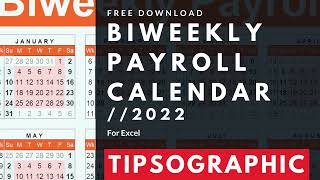 FREE Biweekly Payroll Calendar Excel  2022 [upl. by Natsuj]