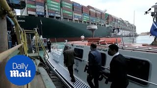 Suez Canal Upclose look at the massive Ever Given cargo ship [upl. by Amarillis]