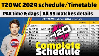 ICC T20 World Cup 2024 schedule announced  T20 CWC 2024 schedule timetable amp day [upl. by Aroled]