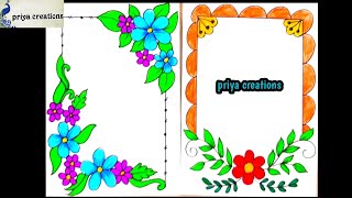 Beautiful Border Designs  border design for project  flower border designs  border designs [upl. by Olethea]