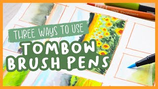 How to use Tombow Brush Pens Three ways to use them in your sketchbook ✨ [upl. by Anialad]