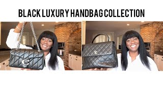 MY ENTIRE BLACK LUXURY HANDBAG  SLG COLLECTION [upl. by Crystal35]