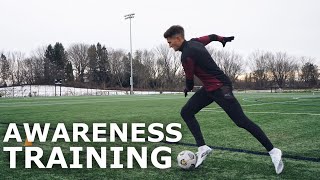 Awareness First Touch and Decision Making Training For Footballers  Full Training Session [upl. by Kallista]