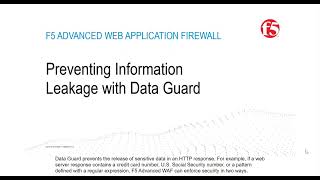 F5 AWAF  Demo  Data Guard Feature  Preventing Information Leakage [upl. by Yancy]