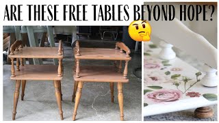 Repurposed End Tables  Furniture Flips Table MakeoversOutdated Furniture MakeoverEnd Table Flips [upl. by Sharity]