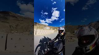 Sun shining bright above us on a cold day ✨️ shorts biker ladakh viralvideo [upl. by Drawyah685]