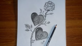 A S name status drawinghow to draw heart with flowerdrawingtutorials skechingdrawing [upl. by Animahs820]