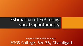 Estimation of Fe2 ions using spectrophotometry method [upl. by Linnell]