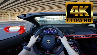 Lamborghini Huracan EVO Spyder POV Driving  Cars and Coffee April  4K 60 FPS [upl. by Epilef]