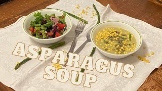 SUPER EASY CREAM of ASPARAGUS SOUP RECIPE plus quick salad Vegan [upl. by Oeflein876]