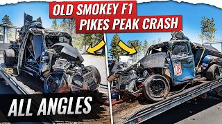 ALL CRASH ANGLES Old Smokey F1 Pikes Peak 2023 [upl. by Kampmann960]