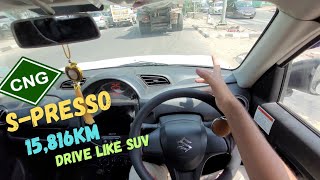 Maruti Suzuki SPresso CNG LXI 15816km Driving Review [upl. by Drislane]