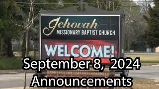 JMBC Online Announcements Sept 8 2024 [upl. by Walt516]