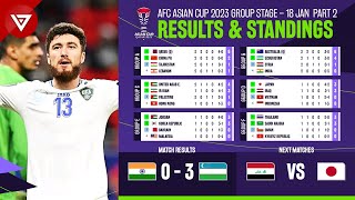 🔴 India vs Uzbekistan  AFC Asian Cup 2023 Results amp Standings Today as of January 18 Part 2 [upl. by Maegan]