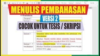 MENYUSUN ISI PEMBAHASAN PENELITIAN TESIS  SKRIPSI  DISKUSI ARTIKEL ILMIAH [upl. by Admana]