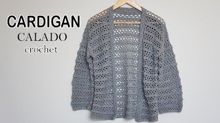 🔴HERMOSO CARDIGAN Tejido a CROCHET CALADO‼ todas las tallas crochet realzacrochet [upl. by Winikka603]