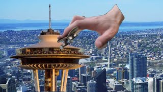 FINGERBOARDING ON THE SEATTLE SPACE NEEDLE [upl. by Nyla339]