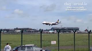 Ryanair Flight rethinks landing amid strong Storm Ali winds at Dublin Airport [upl. by Eniffit]