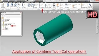 Application of Combine Tool Cut operation Autodesk Inventor [upl. by Aneetsirk]