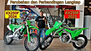 Perubahan dan Perbandingan KX250F 2024 vs KX250F 2023  Spesifikasi Tampilan dan Harga [upl. by Suiramaj]