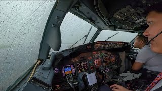 PILOTING BOEING 737800 THROUGH THE WORST WEATHER EVER  THUNDERSTORM RAIN ‼️ [upl. by Zzahc]