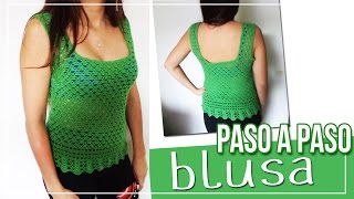 Blusa tejida en Crochet  Tutorial paso a paso [upl. by Erving]