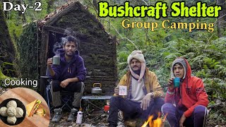 2 Days Group Camping In Deep Forest  Winter Camping In Warm Bushcraft Shelter  Camping in india [upl. by Salomon]