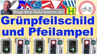 Fahrschule  Grüner Pfeil  Grünpfeilschild  VORFAHRT REGELN ERKLÄRT praktischePrüfung [upl. by Aekal581]