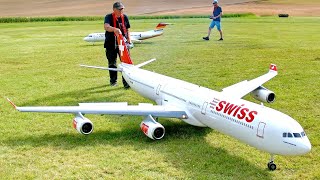 GIGANTIC AND HUGE  A340300 MODEL AIRLINER 63KG RC XXXL SCALE 113 TURBINE JET FLIGHT DEMO [upl. by Nilauqcaj]