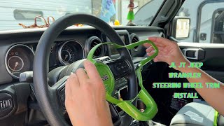 STEERING WHEEL ACCENT COVER TRIM INSTALL JL JT JEEP WRANGLER [upl. by Novel]