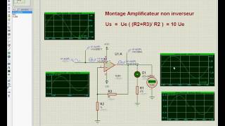 montage amplificateur non inverseur AOP ALI TL084 [upl. by Engle286]