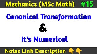 Canonical Transformation And Its an Example  MSc Math Mechanics Math by Sachin sir [upl. by Esilahs387]