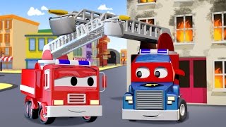 Carl o Super Caminhão e Caminhão de Bombeiros na Cidade do Carro  Desenho animado para crianças [upl. by Kenna694]