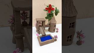 Miniature clay house with swimming pool  craft mudhouse clayhouse [upl. by Siesser]