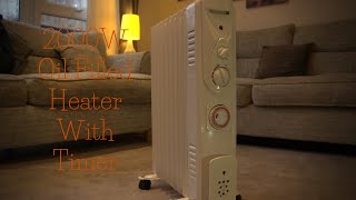 Portable Oil Filled Radiator Electric Heater With Timer Thermostat Review 2000W [upl. by Lovato]