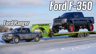 Ford Ranger Tows F350 Sema Truck [upl. by Rosaleen745]