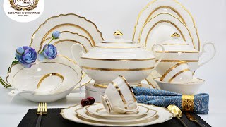 White color European style embossed gold porcelain tableware set  Karosa [upl. by Lenore]