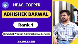 HPAS Topper Interview  Abhishek Barwal  Rank 1 HPAS  by Jokta Sir  Jokta Academy [upl. by Lela683]