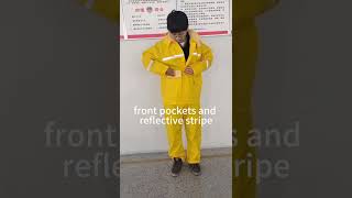 PVC knitted fabric waterproof rain suit with reflective stripe yellow color [upl. by Raleigh377]