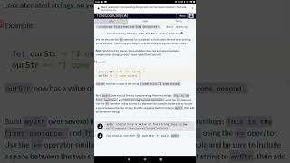 freeCodeCamp  ☑️Concatenating Strings with  Operator ☑️Constructing Strings with Variables  JS [upl. by Ssac372]